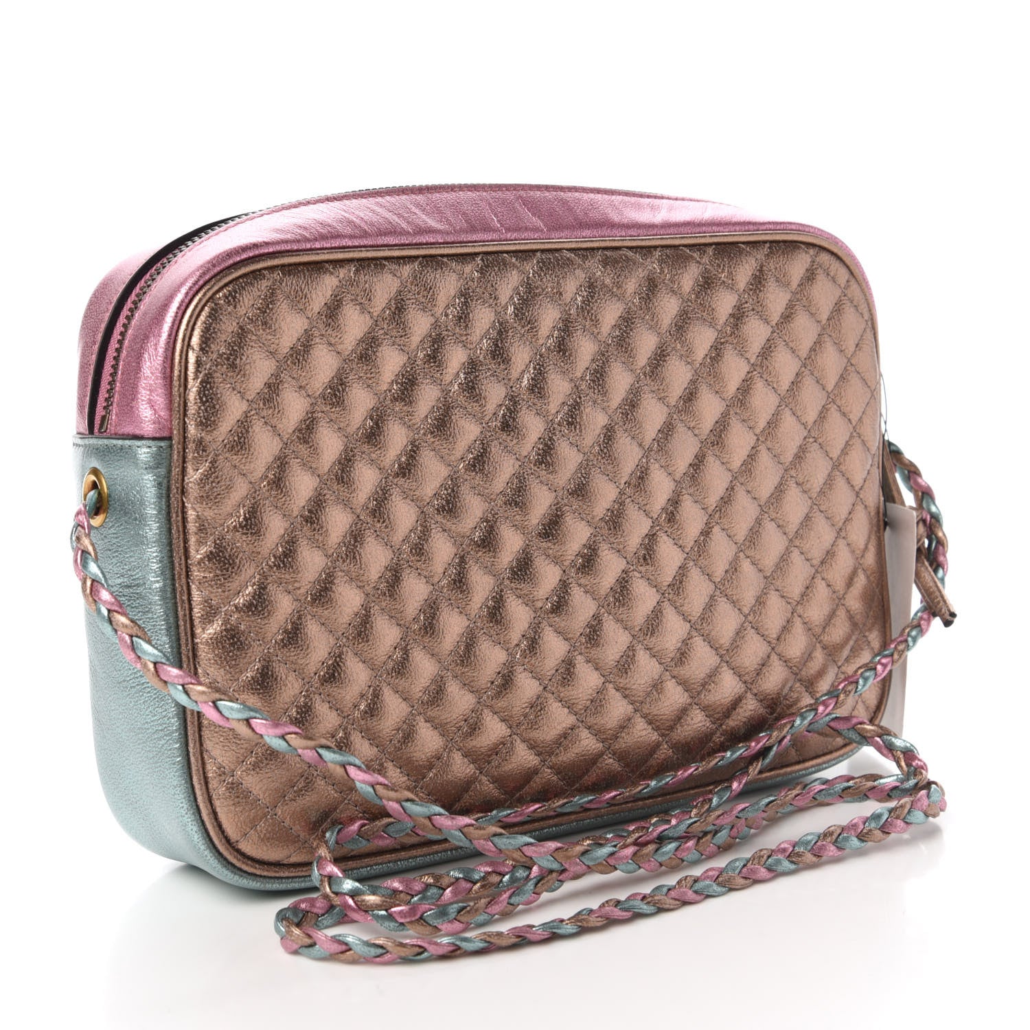 Gucci Laminated Nappa Trapuntata Small Zumi Shoulder Bag Rosa Lago Rame 3 of 10