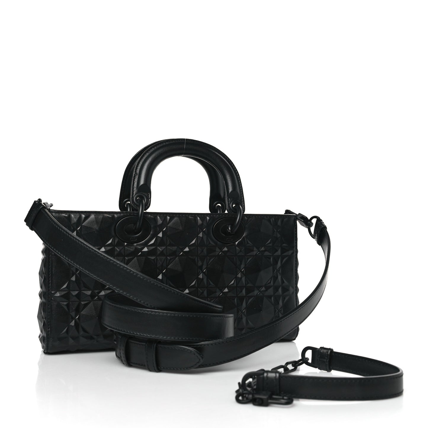 Calfskin Cannage Diamond Medium Lady D-Joy Black