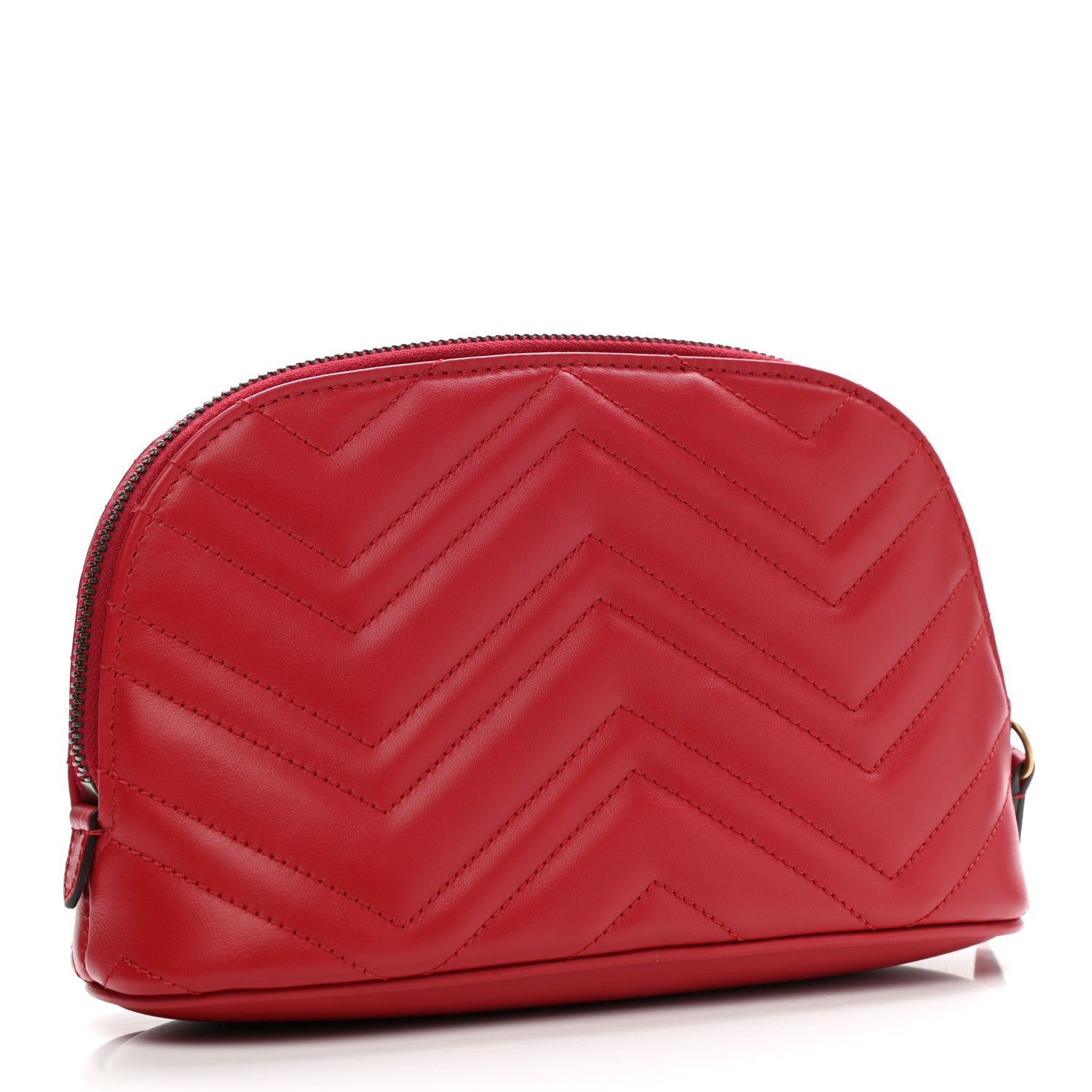 Gucci Calfskin Matelasse Large GG Marmont Pouch Cosmetic Case Hibiscus Red 3 of 8