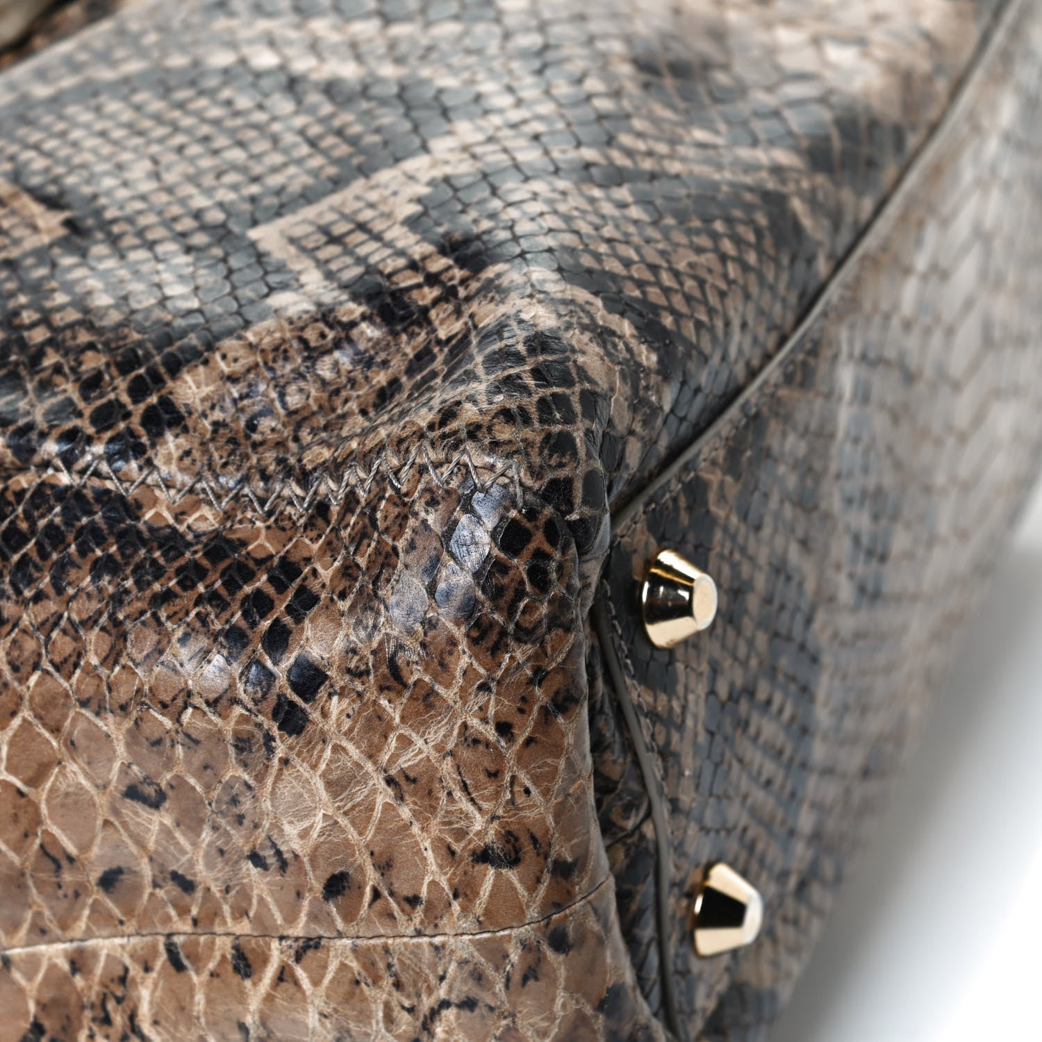 Lanvin Calfkin Embossed Python Medium Double Carry Beige 8 of 13