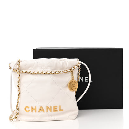 Chanel Shiny Calfskin Quilted Mini Chanel 22 White 11 of 11