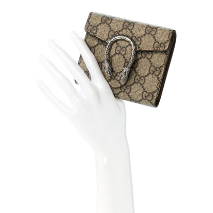 Gucci GG Supreme Monogram Dionysus Card Case Wallet Beige Taupe 2 of 8