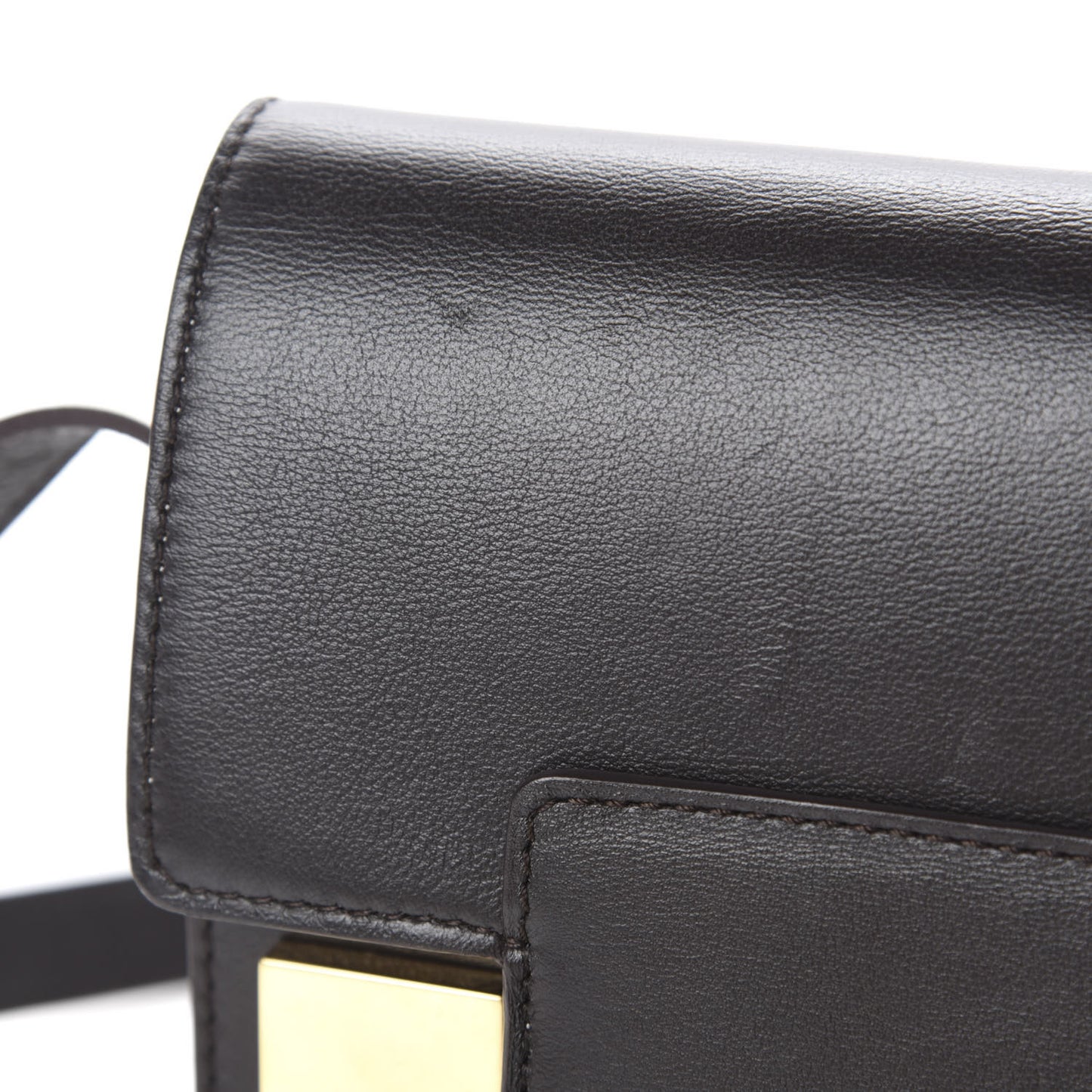 Calfskin Mini Madame Crossbody Dark Brown White