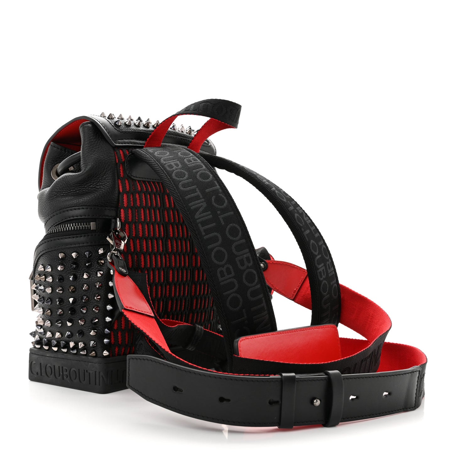 Calfskin Spiked Small Explorafunk Backpack Black