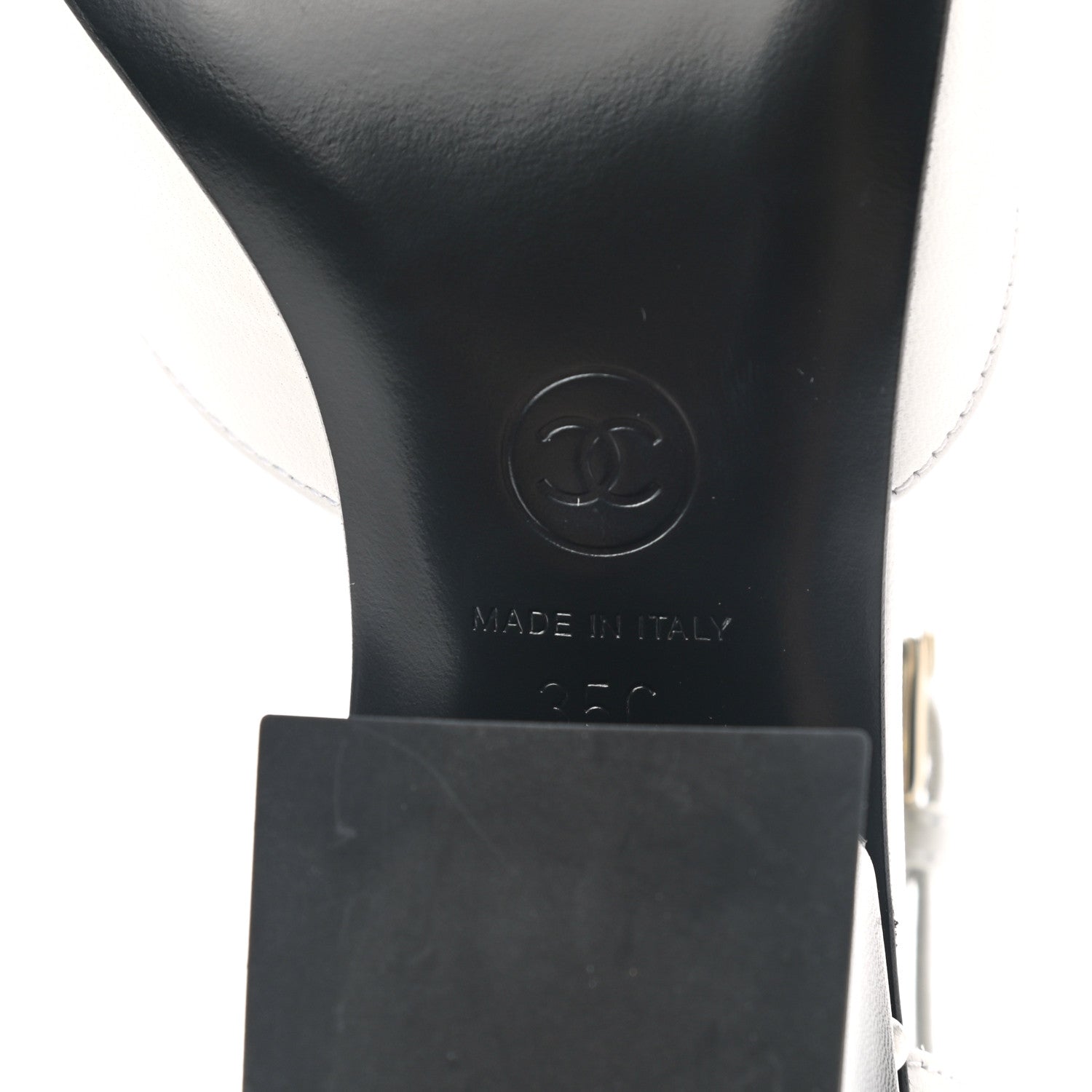 Chanel Shiny Goatskin Pearl Mary Jane Flats 35 White Black 8 of 9