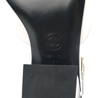 Chanel Shiny Goatskin Pearl Mary Jane Flats 35 White Black 8 of 9
