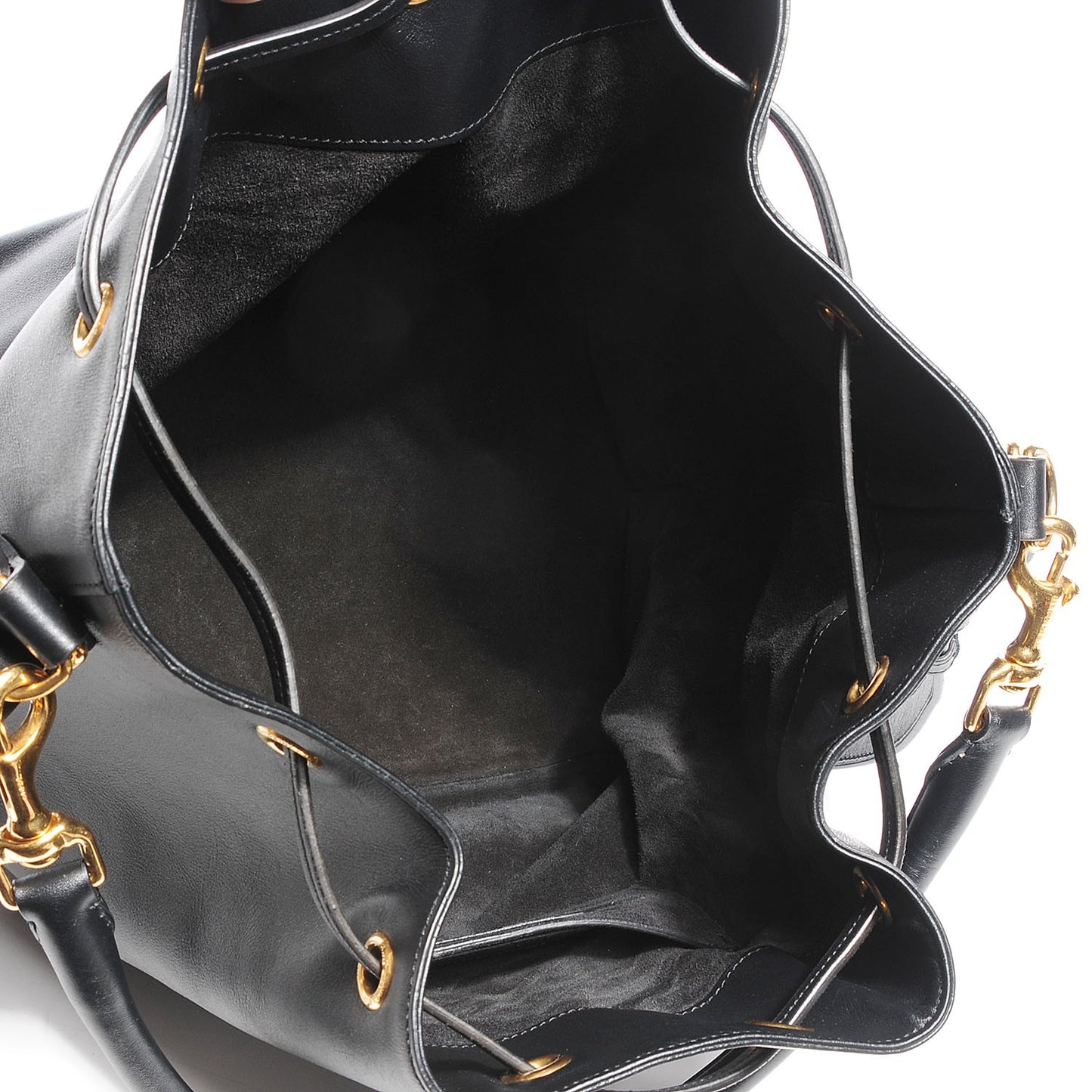 Calfskin Large Emmanuelle Bucket Bag Black