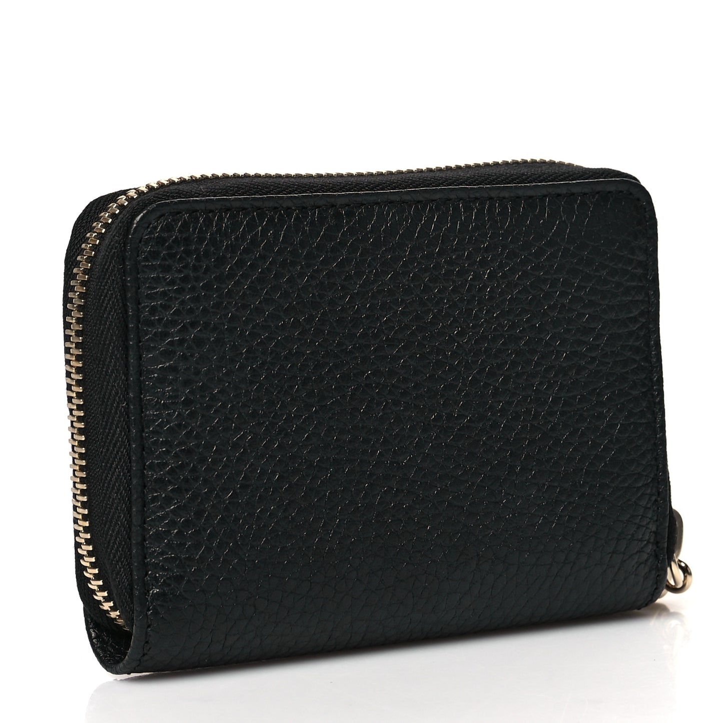 Pebbled Calfskin Small Soho Zip Around Wallet Black