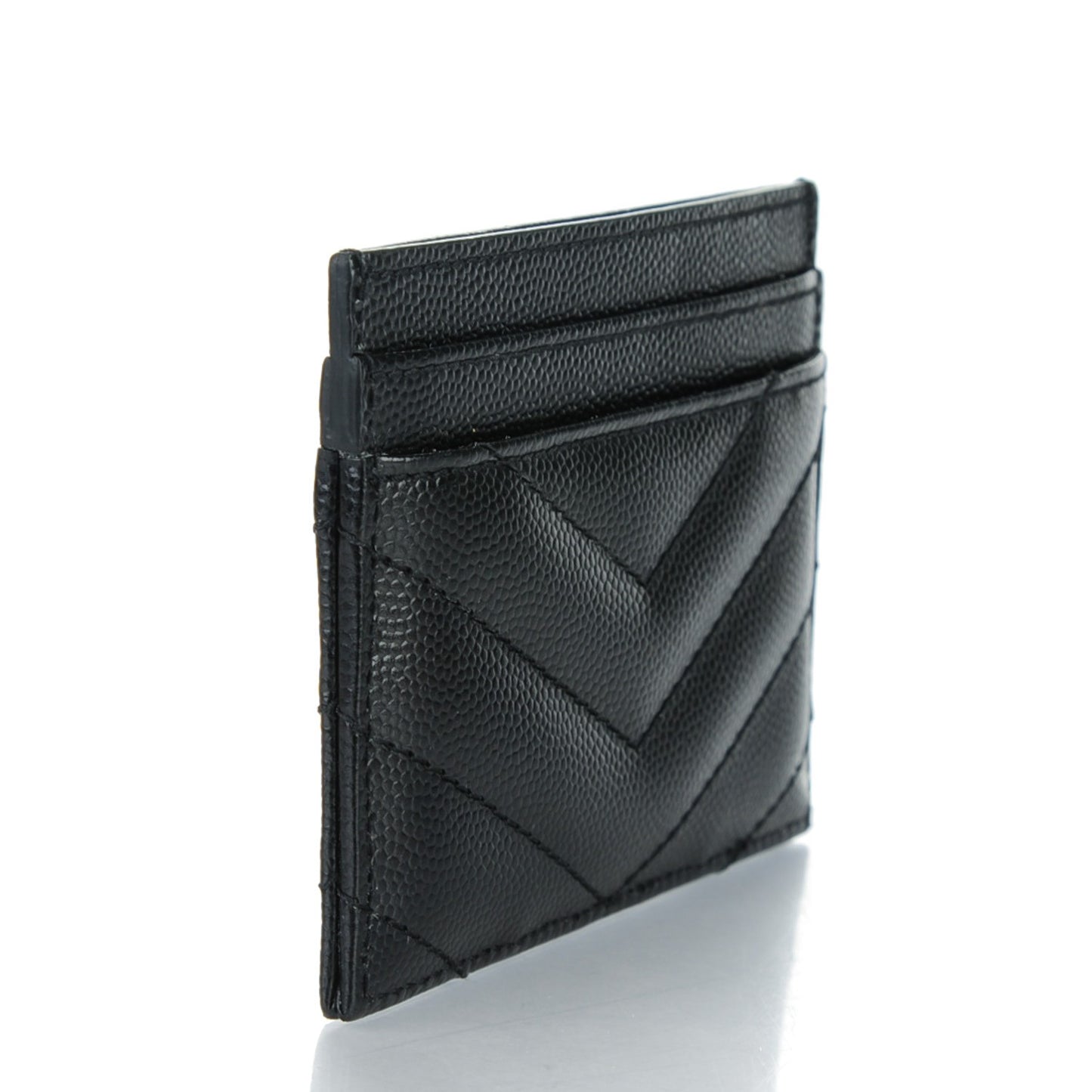 Grain De Poudre Matelasse Chevron Monogram Credit Card Case Black