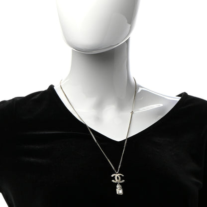 Chanel Crystal Pearl CC Perfume Bottle Necklace Pearly White Gold 3 of 5