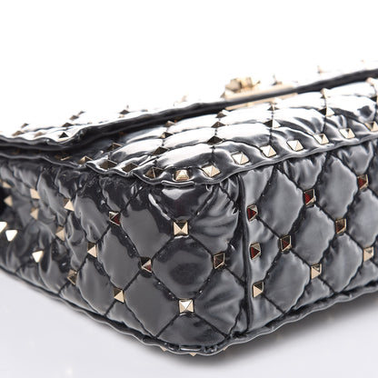 Valentino Garavani Patent Medium Rockstud Spike Shoulder Bag Black 7 of 10
