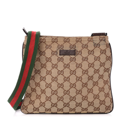 Gucci Monogram Web Small Flat Messenger Bag Brown 1 of 10