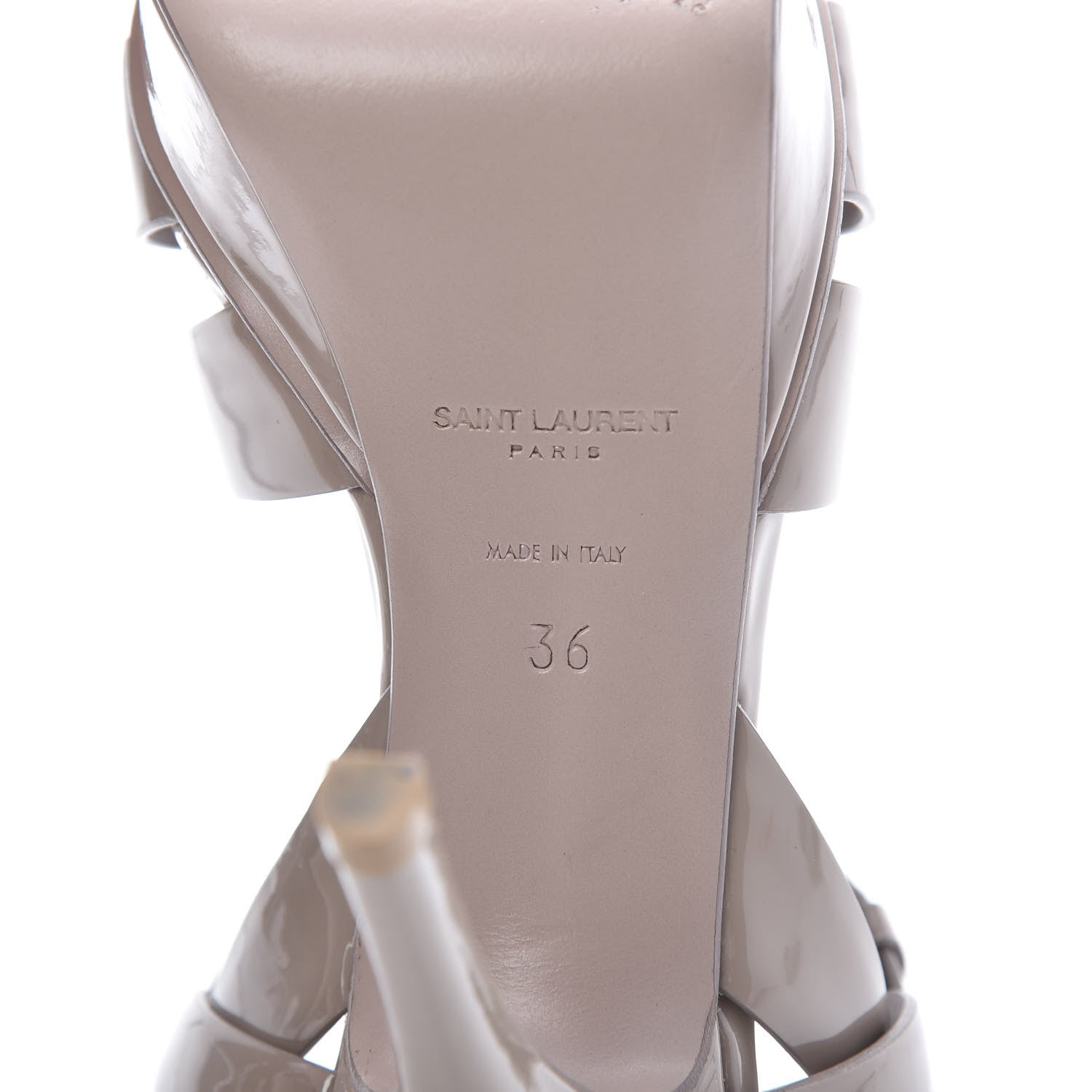 Saint Laurent Patent Tribute 75 Platform Sandals 36 Nude Powder 9 of 12