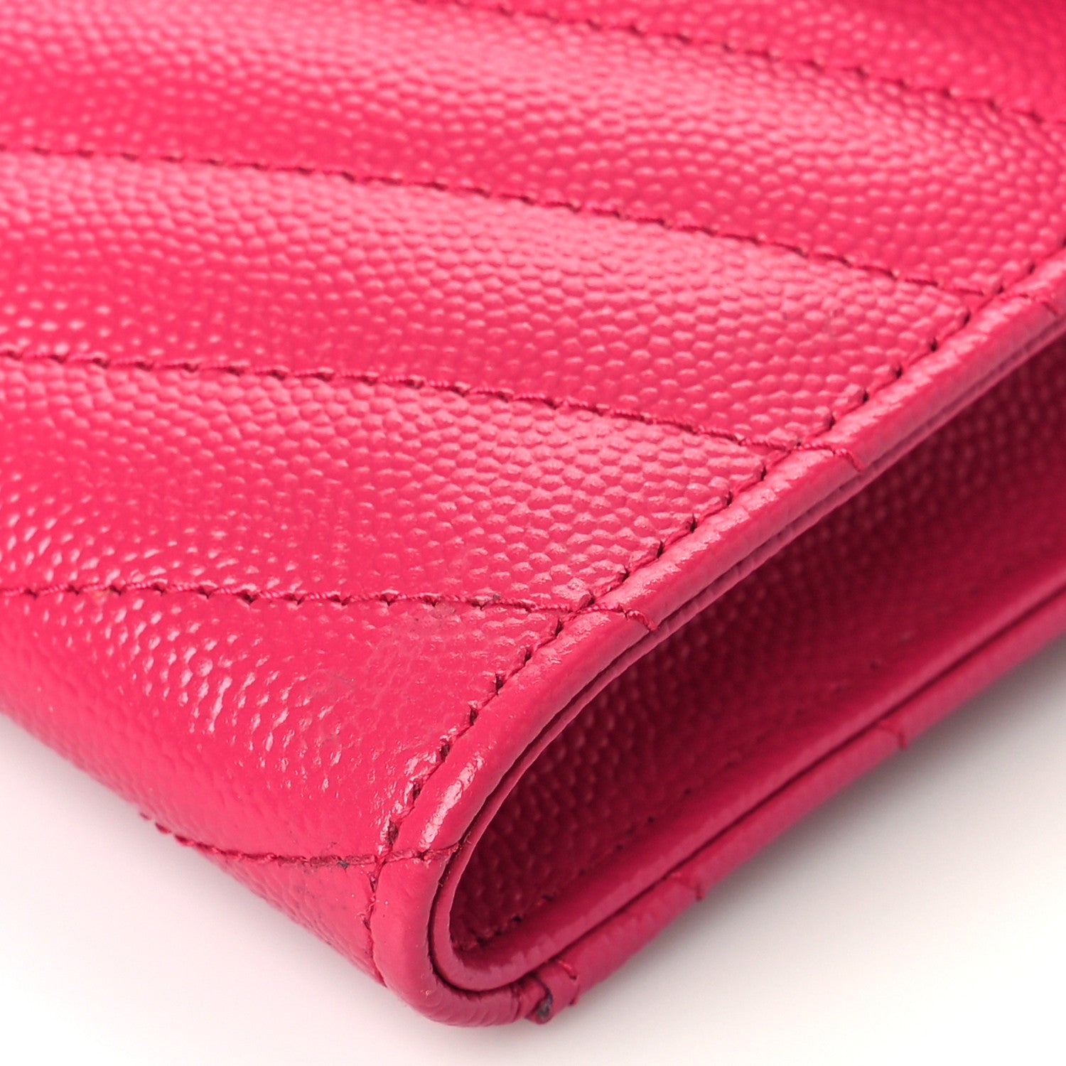 Saint Laurent Grain De Poudre Matelasse Chevron Monogram Envelope Clutch Fuchsia 8 of 8