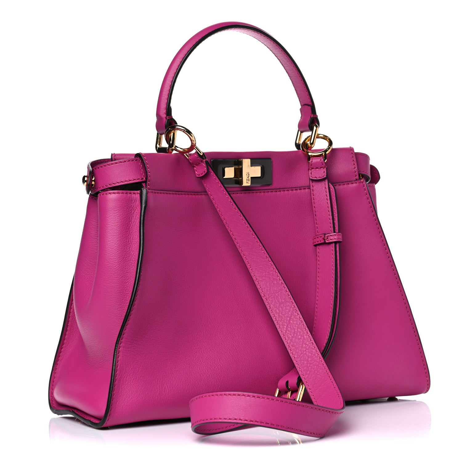 Fendi Vitello Seta Medium Peekaboo Iconic Satchel Magenta 3 of 16
