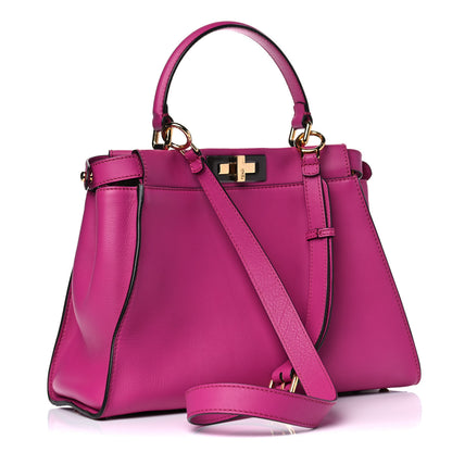 Fendi Vitello Seta Medium Peekaboo Iconic Satchel Magenta 3 of 16