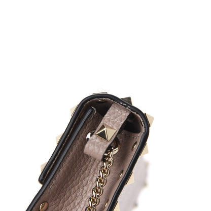 Valentino Garavani Pebbled Calfskin Rockstud Flap Wallet On Chain Poudre 8 of 10