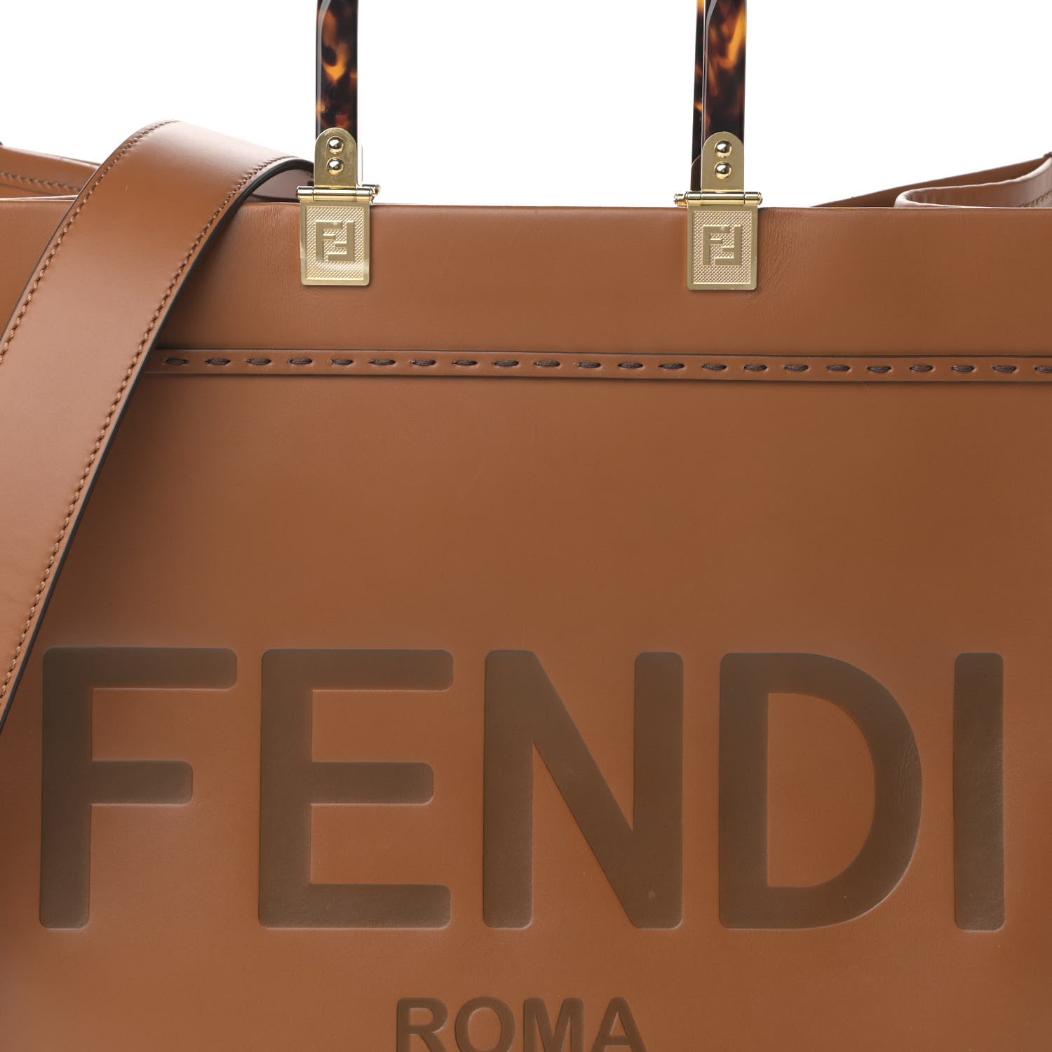 Fendi Vitello King Plexiglass Medium Fendi Sunshine Shopper Tote Cuoio 9 of 16