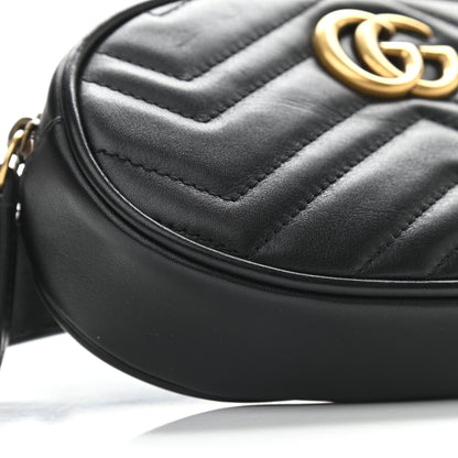 Gucci Calfskin Matelasse GG Marmont Belt Bag 85 34 Black 9 of 10
