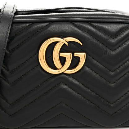 Gucci Calfskin Matelasse Small GG Marmont Chain Shoulder Bag Black 8 of 10
