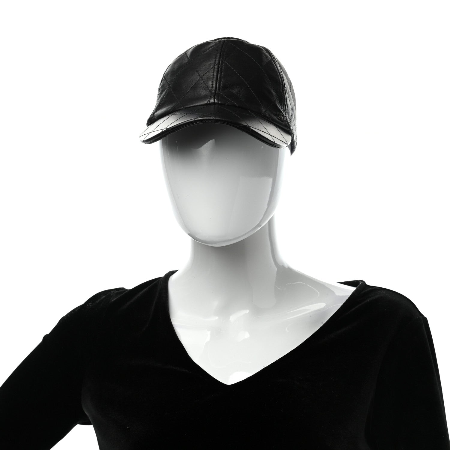 Chanel Lambskin Quilted CC Cap Hat S Black 2 of 8