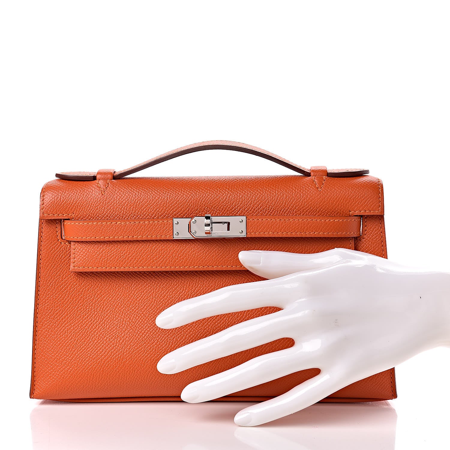 Hermes Epsom Kelly Pochette Clutch Feu 2 of 27