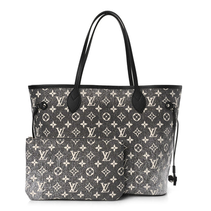 Louis Vuitton Denim Monogram Jacquard Neverfull MM Grey 1 of 9