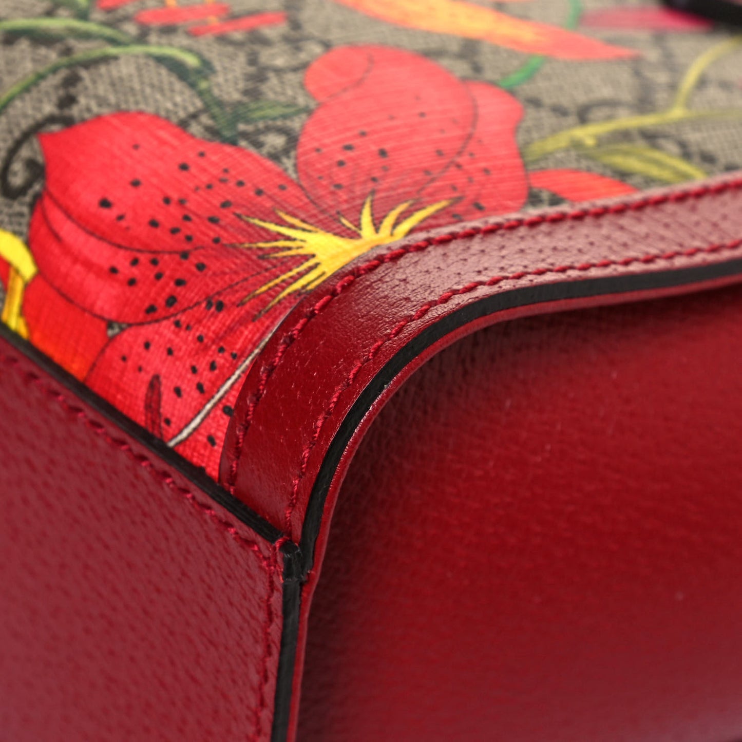 GG Supreme Monogram Flora Web Small Ophidia Tote Bag Red