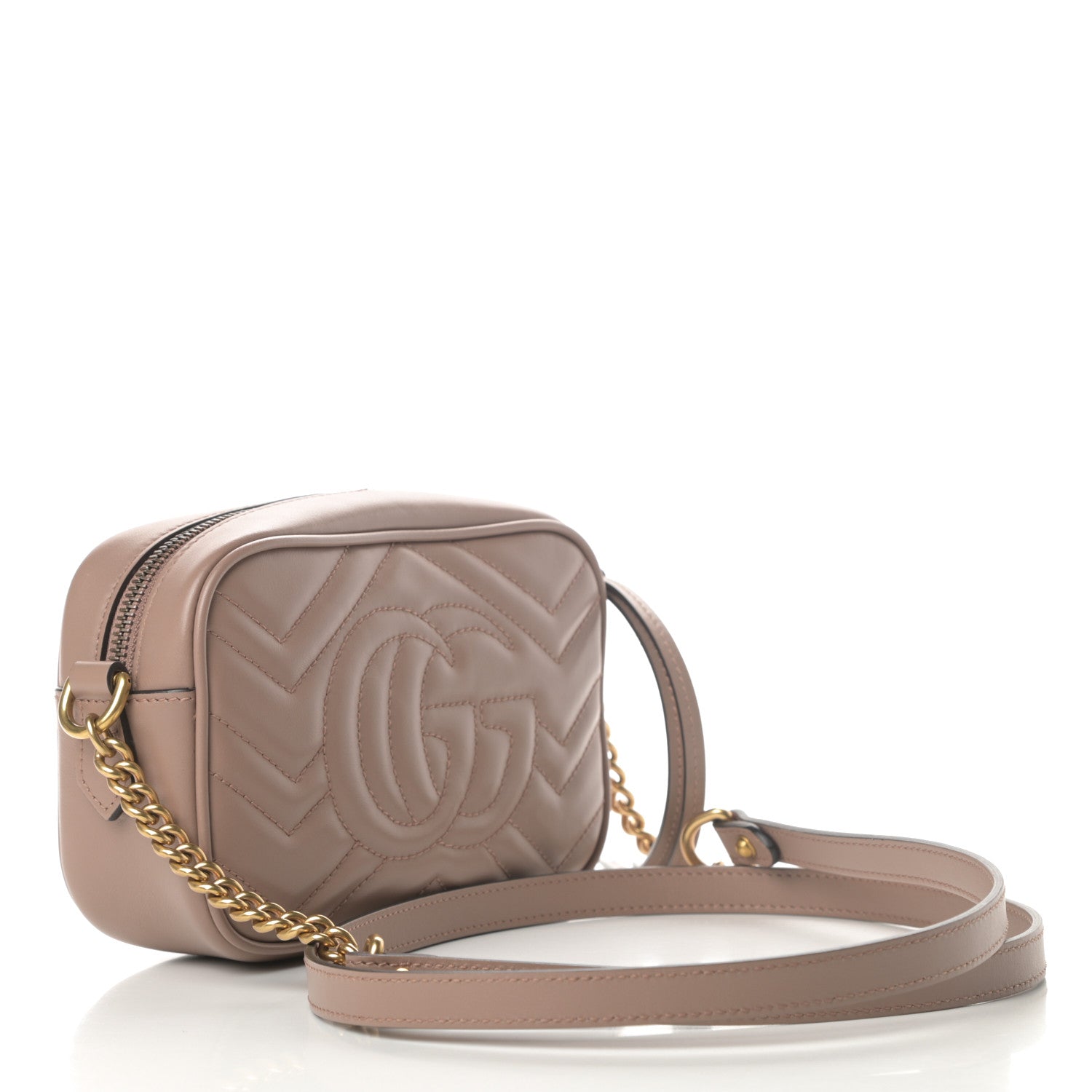 Gucci Calfskin Matelasse Mini GG Marmont Chain Shoulder Bag Porcelain Rose 3 of 11
