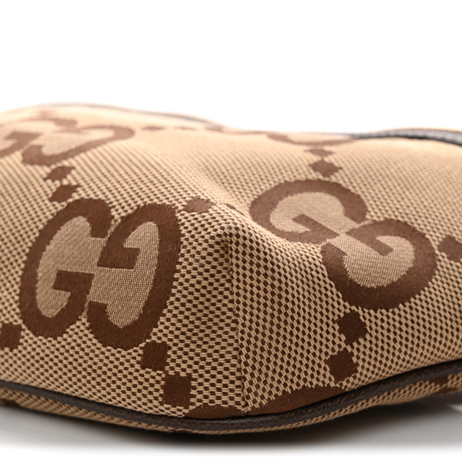 Gucci Monogram Jumbo GG Textured Dollar Calfskin Web Belt Bag