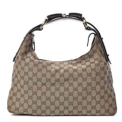 Gucci Monogram Medium Horsebit Chain Hobo Dark Brown 1 of 15