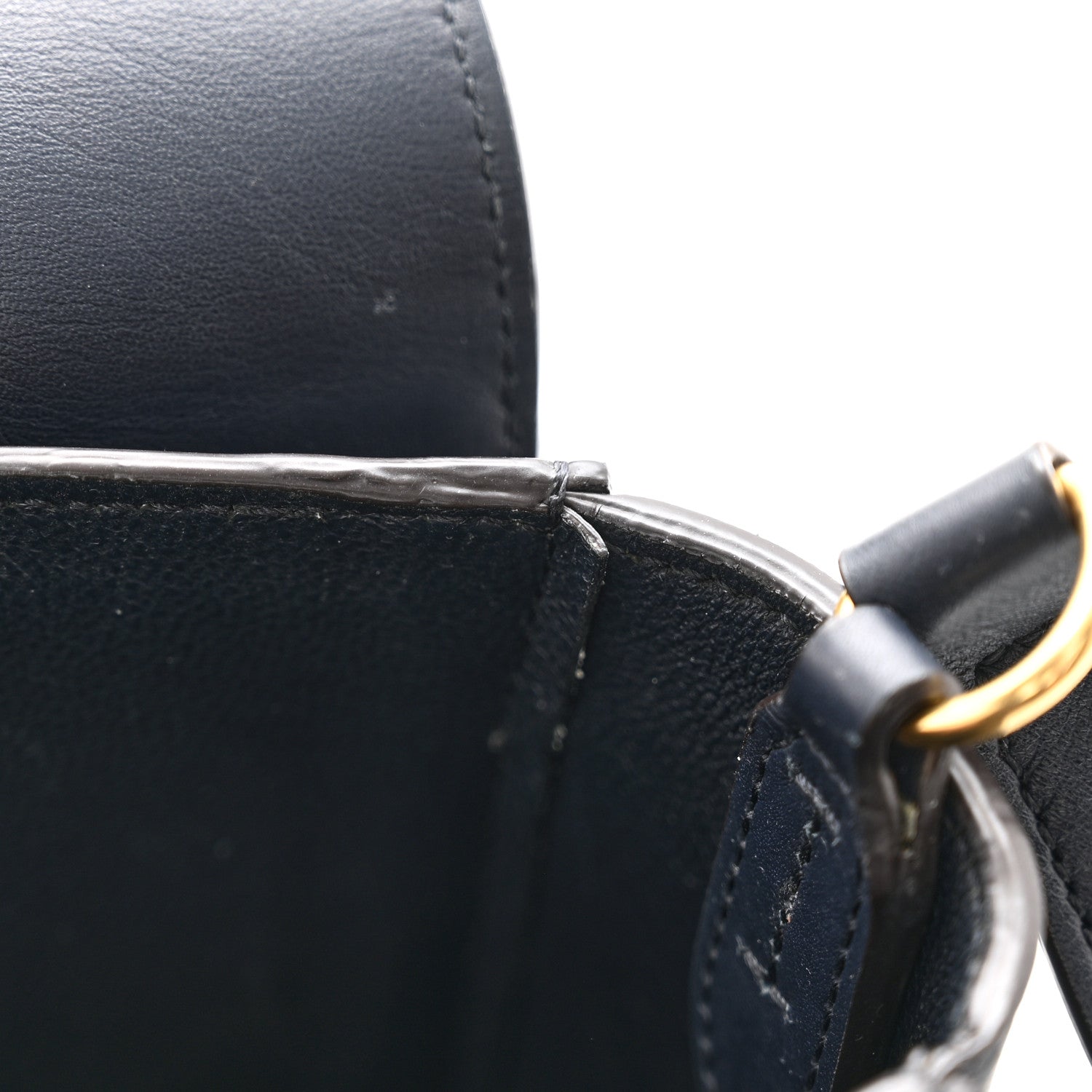 Celine Shiny Smooth Calfskin Medium Frame Shoulder Bag Black Navy 8 of 12