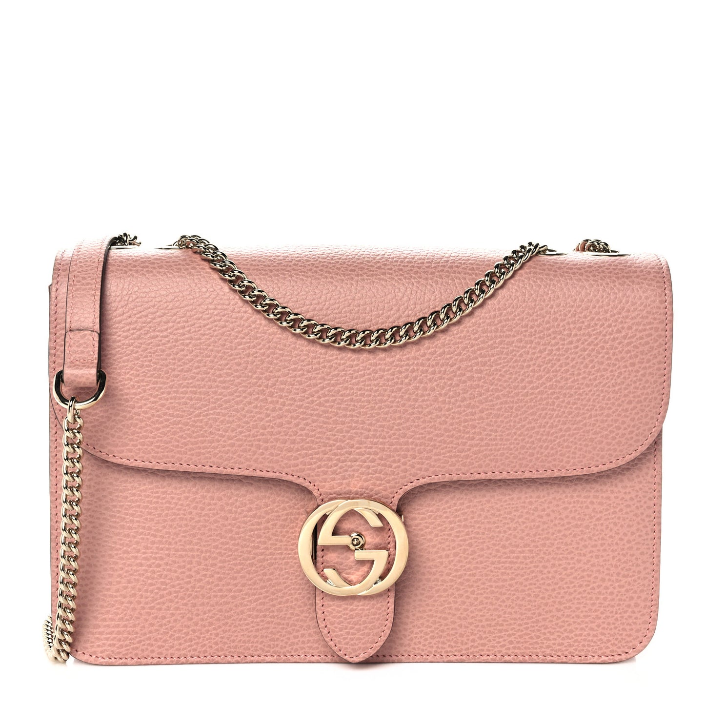 Dollar Calfskin Interlocking G Shoulder Bag Soft Pink