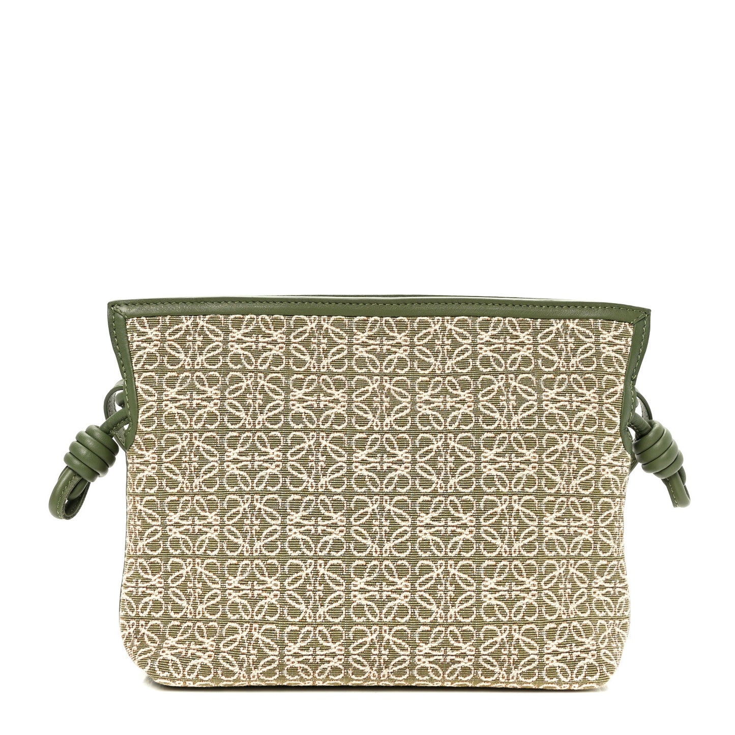 Jacquard Anagram Calfskin Mini Flamenco Knot Clutch Avocado Green