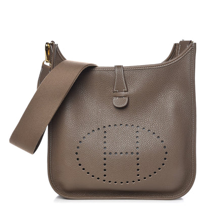 Hermes Taurillon Clemence Evelyne III PM Etoupe 1 of 10