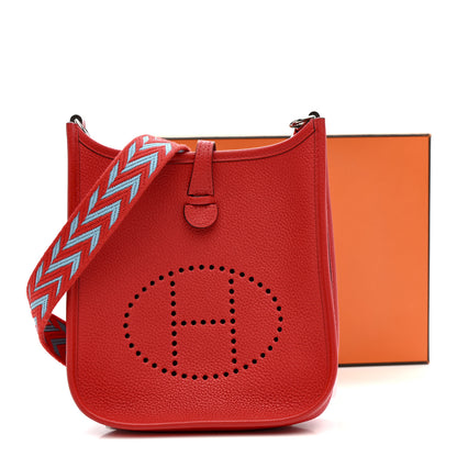 Hermes Taurillon Clemence Evelyne TPM Rouge De Coeur Bleu Du Nord 11 of 11