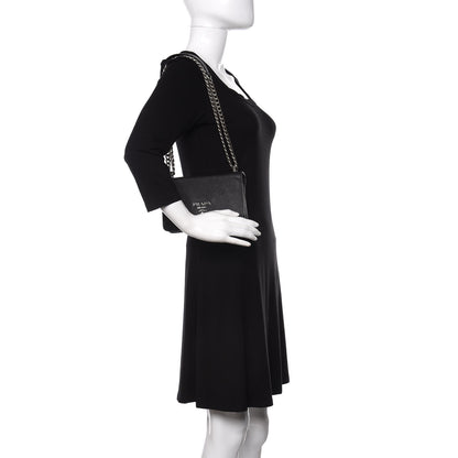Prada Saffiano Tessuto Nylon Chain Shoulder Bag Black 3 of 13