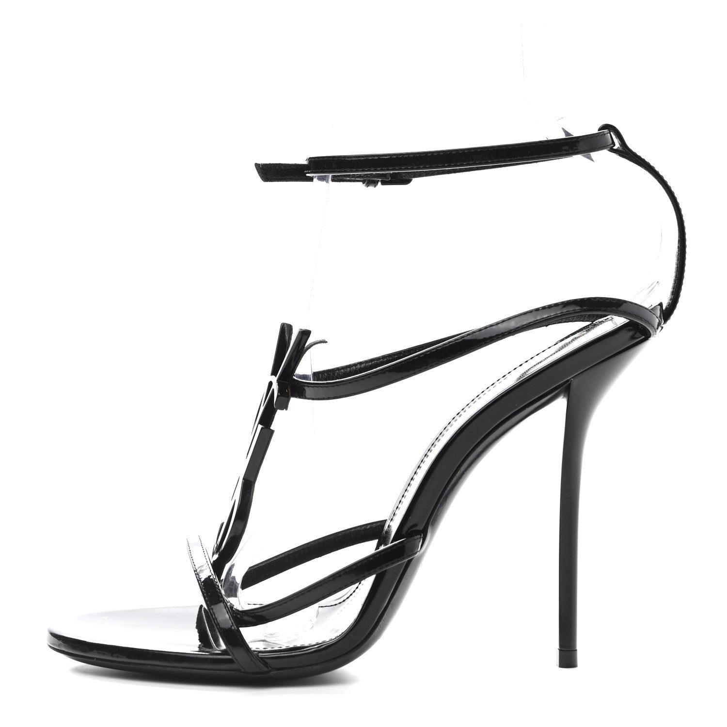 Saint Laurent Calfskin Cassandra 110 Sandals 39 Black 1 of 7