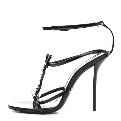 Saint Laurent Calfskin Cassandra 110 Sandals 39 Black 1 of 7