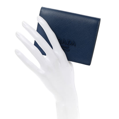 Prada Saffiano Shine Monochrome Bi-Fold Wallet Bleuette 2 of 7