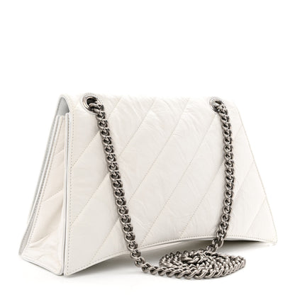 Balenciaga Crushed Calfskin Quilted Medium Crush Chain Bag Optic White 3 of 11