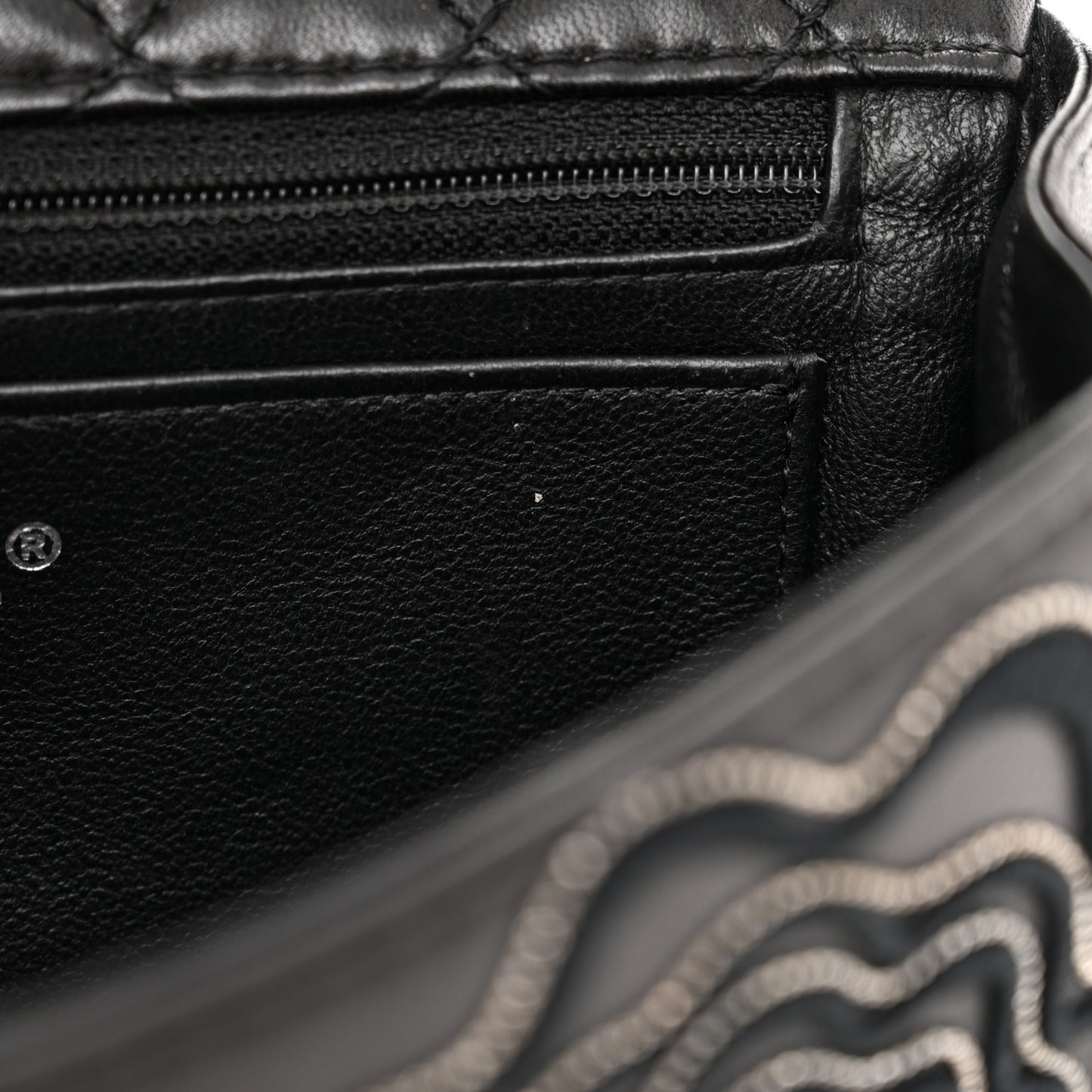 Lambskin Embroidered Camellia Follies Flap Black