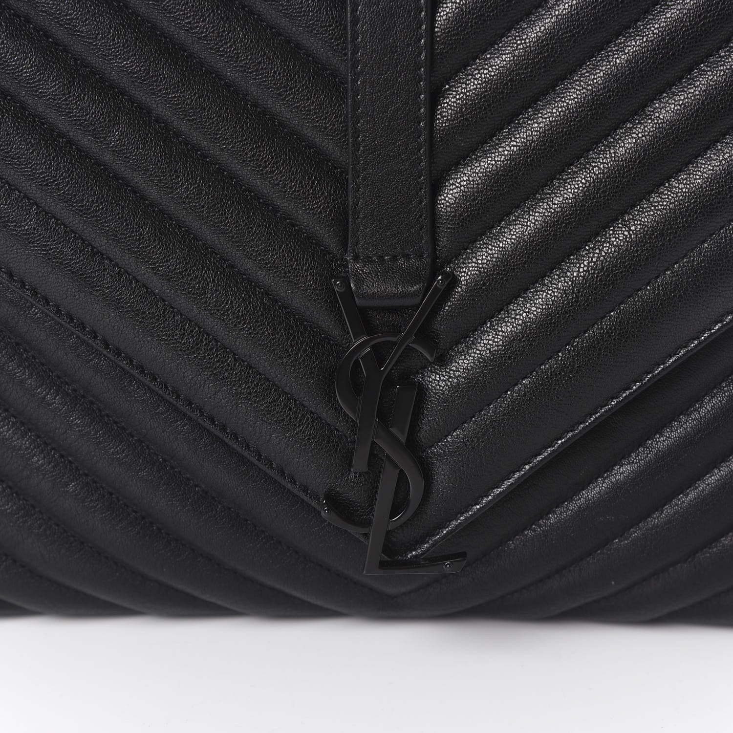 Saint Laurent Sheepskin Matelasse Chevron Monogram Monochrome Large College Satchel Black 6 of 8