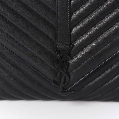 Saint Laurent Sheepskin Matelasse Chevron Monogram Monochrome Large College Satchel Black 6 of 8