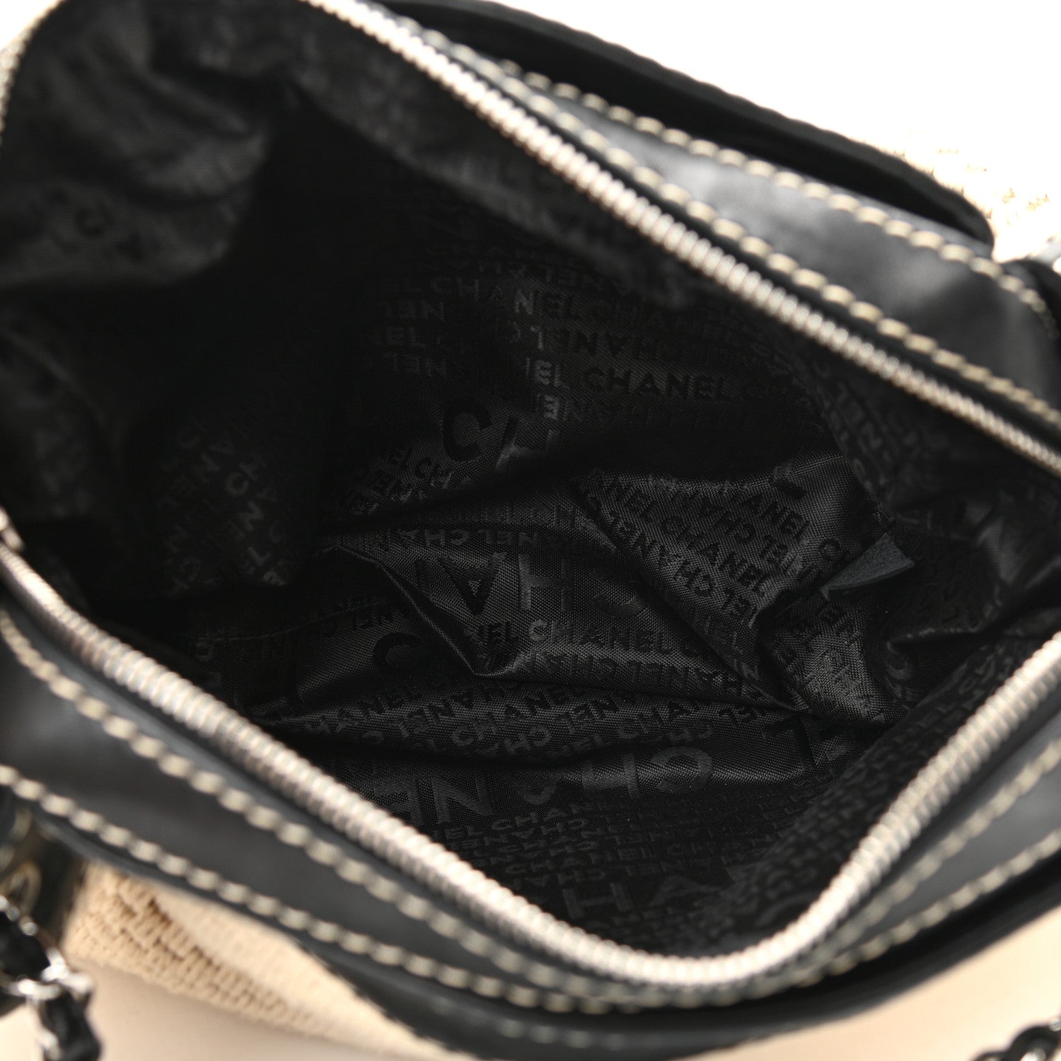 Chanel Canvas Woven Lambskin Lax Accordion Hobo Black 4 of 9