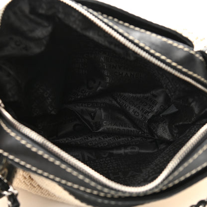 Chanel Canvas Woven Lambskin Lax Accordion Hobo Black 4 of 9