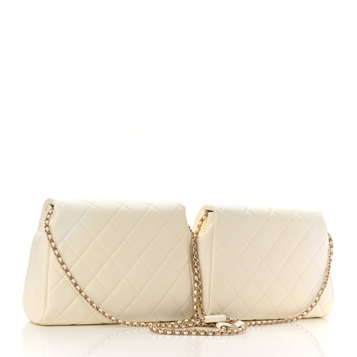 Lambskin Quilted Large Side-Packs White