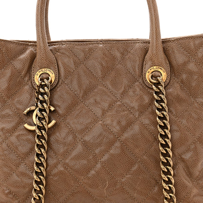 Chanel Glazed Caviar Quilted Small Shiva Tote Beige 8 of 10