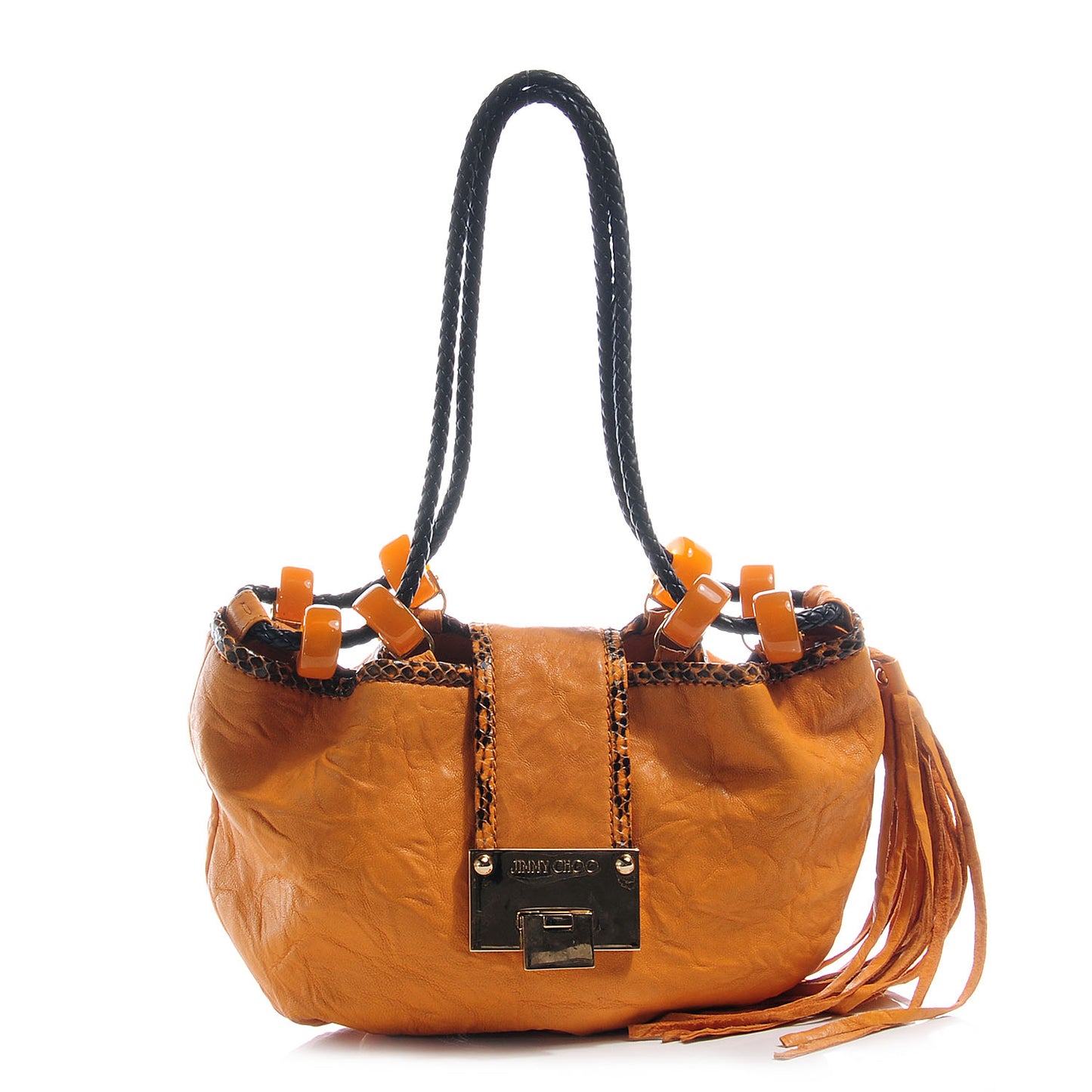 Biker Leather Elaphe Snake Trim Small Robin Bag
