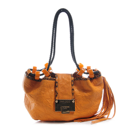 Jimmy Choo Biker Leather Elaphe Snake Trim Small Robin Bag 1 of 10